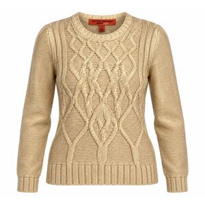 Narciso Rodriguez for Design Nation Wax Natural Gold Metallic Cable Knit Sweater